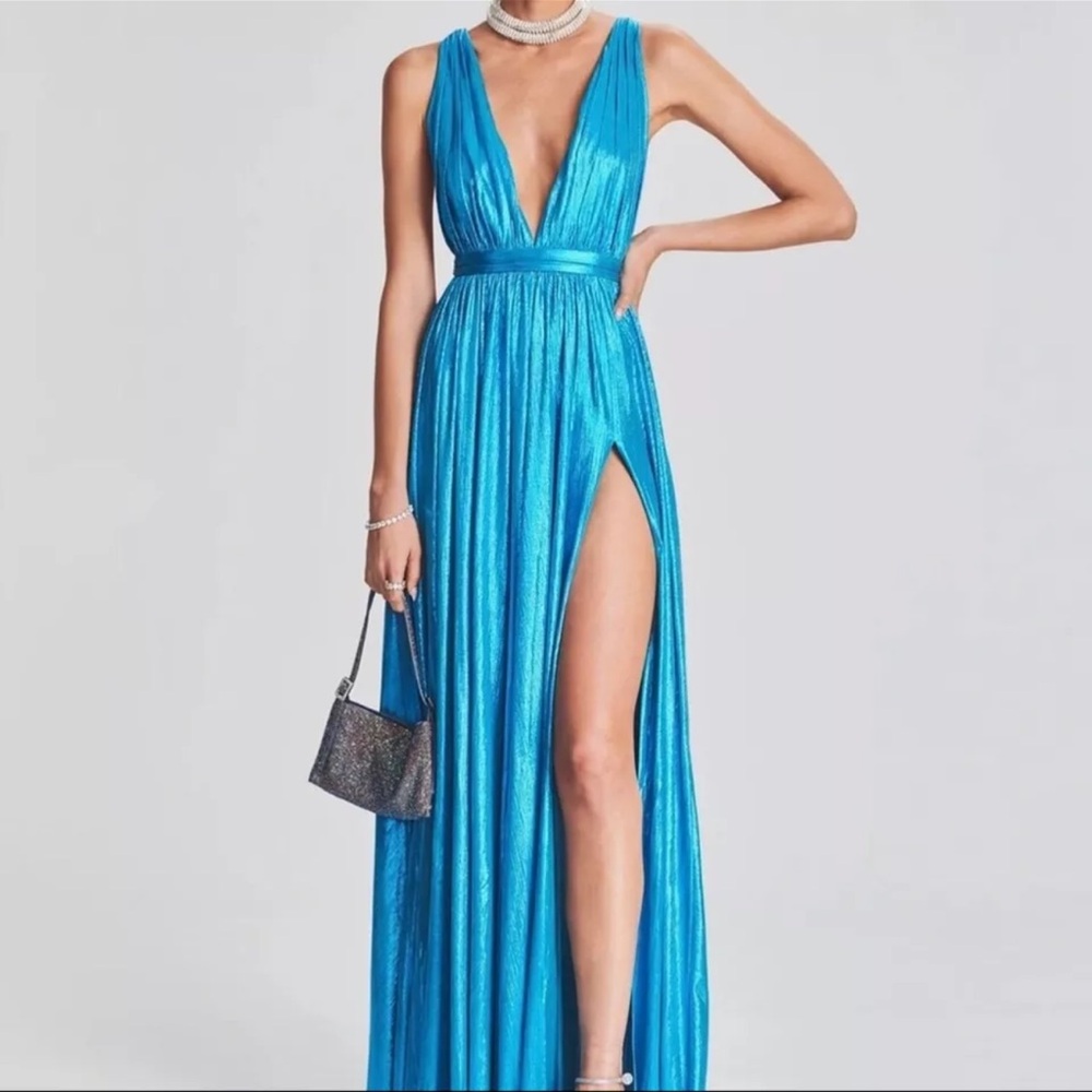 Retrofête Tova Maxi Dress in Aqua Blue Gown Pageant Prom Party Formal Dress Sz M